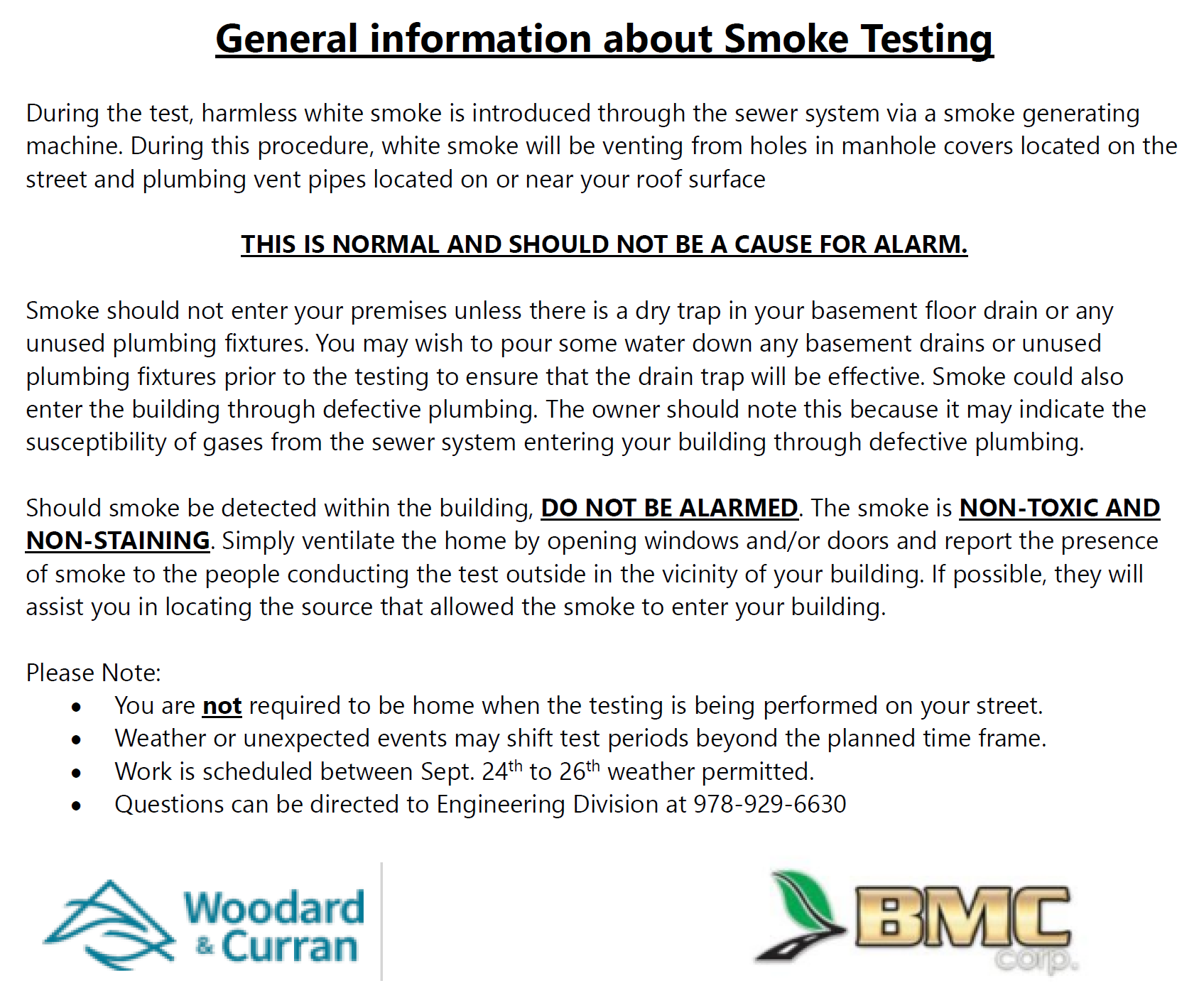 Smoke Testing Information Flyer